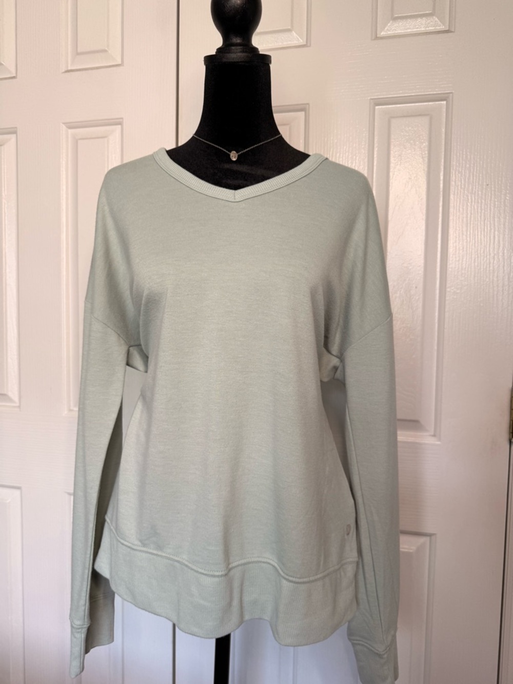 Balance Collection Sage Green Criss Cross Back Pullover Sweatshirt Size L